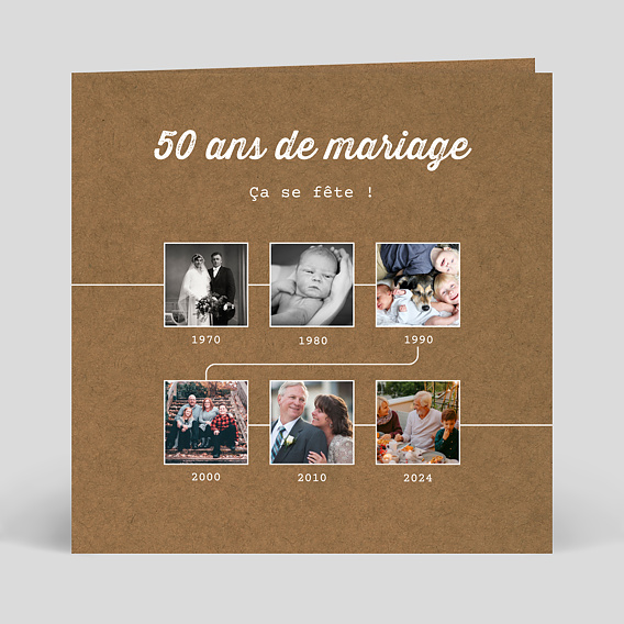 Invitation anniversaire mariage Timeline Kraft