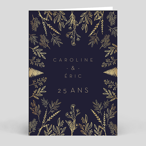 Invitation anniversaire mariage Fleurs Ocre