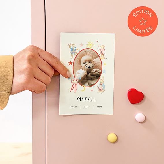 Magnet Faire-part Naissance Petit cirque - Clara Dassie x Popcarte