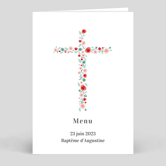 Menu Bapteme Croix Fleurie Popcarte