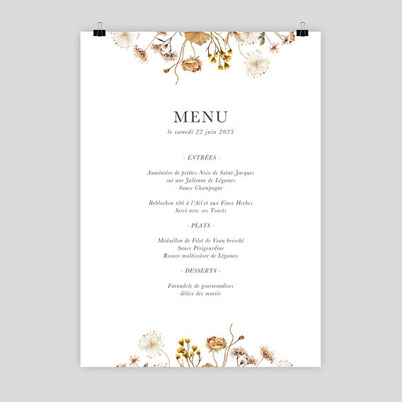 Menu Mariage Menu Jardin Sauvage