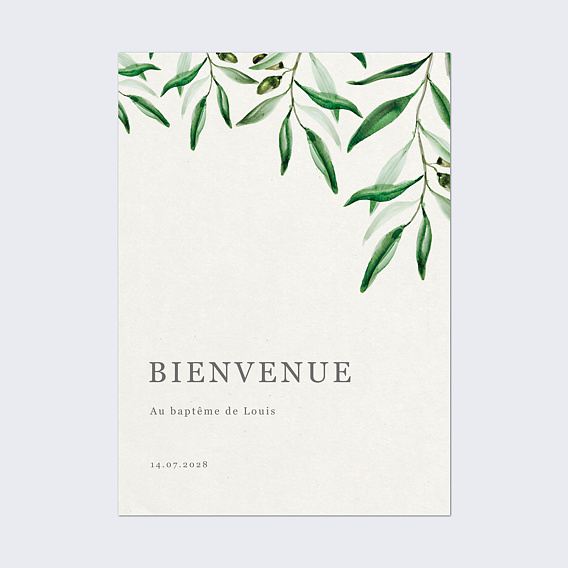 Panneau bienvenue baptême Arche et Oliviers