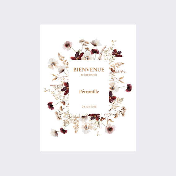 Panneau bienvenue baptême Étiquette jardin sauvage