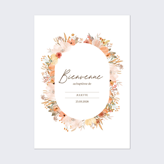 Panneau bienvenue baptême Flowers of Fall