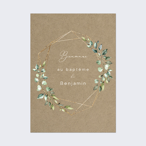 Panneau bienvenue baptême Nature Kraft