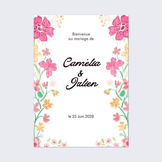 Panneau bienvenue mariage Jardin botanique