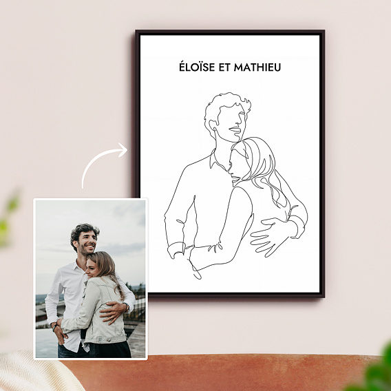 Poster famille Couple en line art