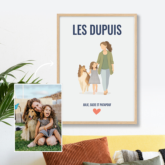 Poster famille Portrait aligné minimaliste