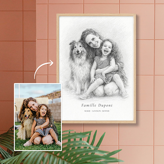 Poster famille Portrait au crayon de papier