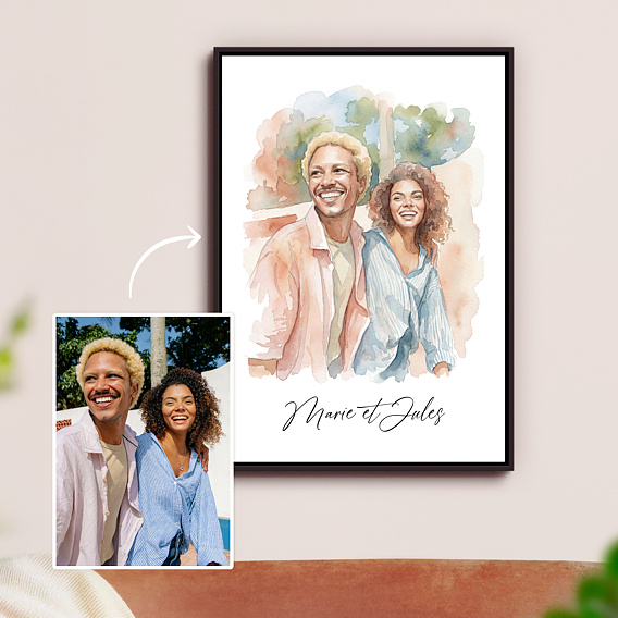 Poster famille Portrait en aquarelle