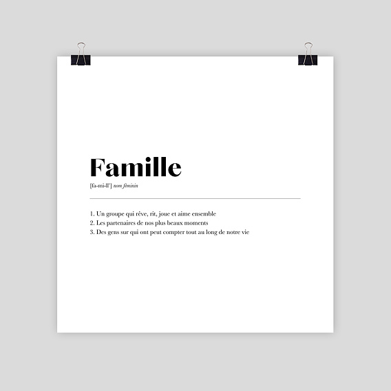 Poster Personnalisé Définition Famille - Popcarte