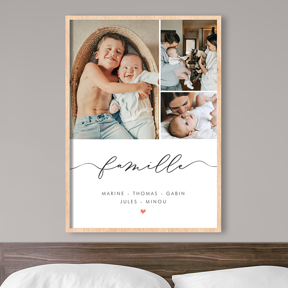 Poster famille personnalisé avec photo. Affiche déco famille