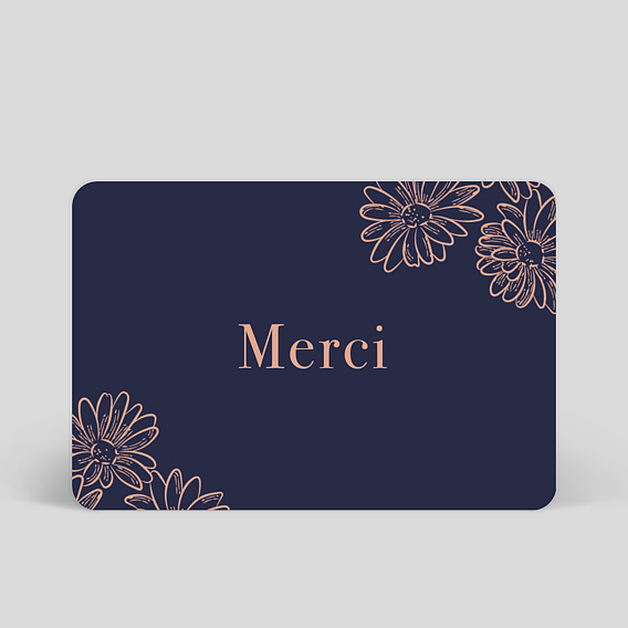 Carte remerciement décès Merci Floral