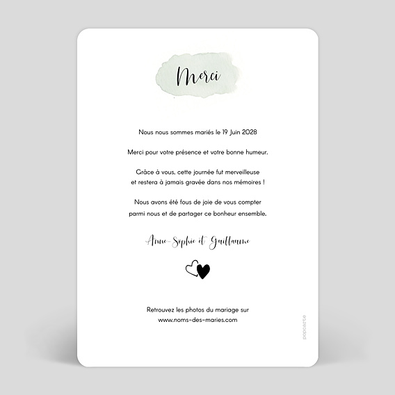 Remerciements mariage Tempo - Popcarte