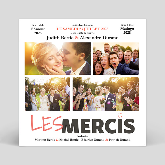 Carte remerciement mariage Affiche de Film