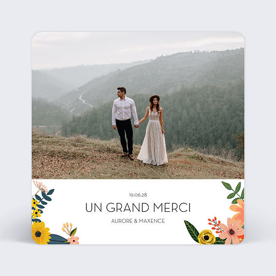 Carte remerciement mariage Bouquet Printanier