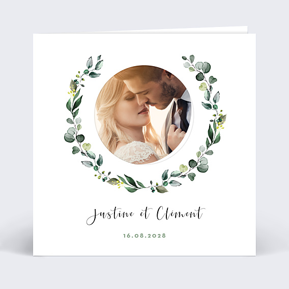 Carte remerciement mariage Découpe Eucalyptus