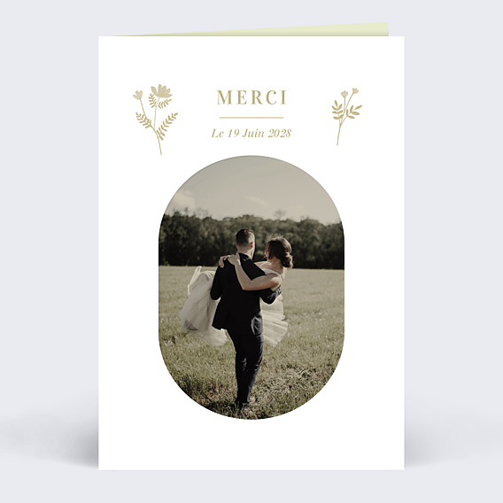 Carte remerciement mariage Amande Douce