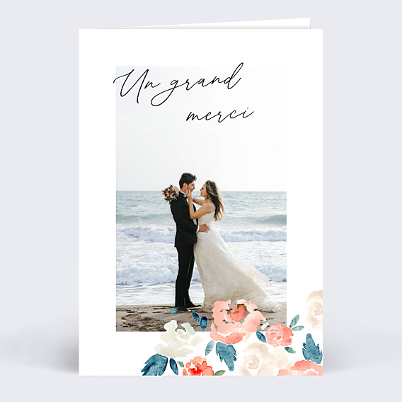 Carte remerciement mariage Envolée Florale