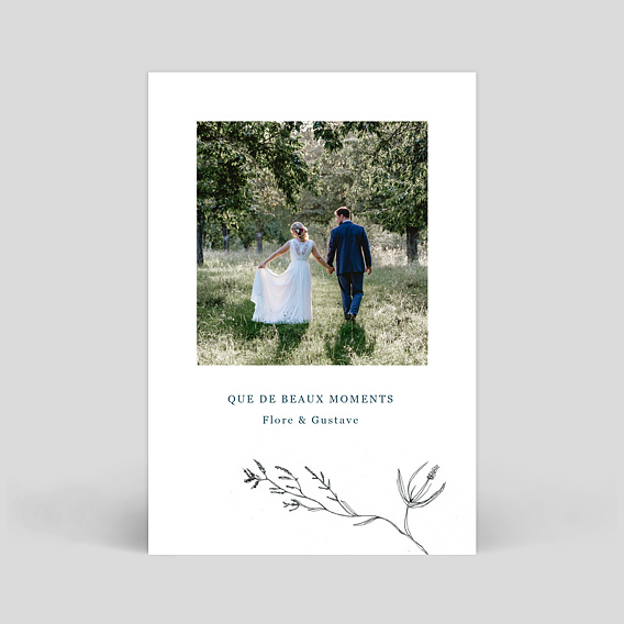 Carte remerciement mariage Idylle