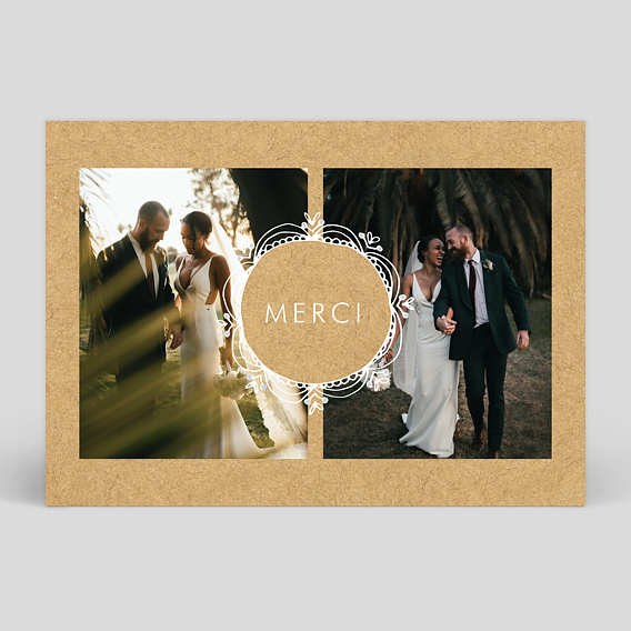 Carte remerciement mariage Timeline Dentelle