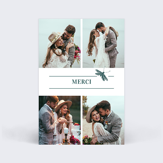 Carte remerciement mariage Badinage