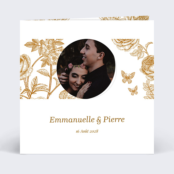 Carte remerciement mariage Découpe Baroque
