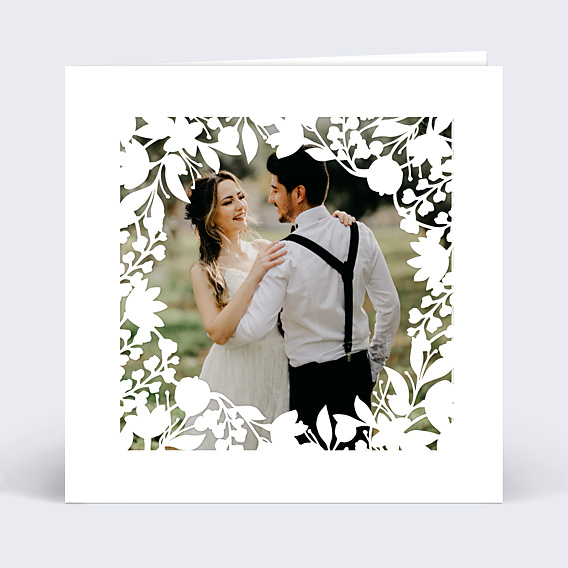 Carte remerciement mariage Découpe Ronde de Fleurs