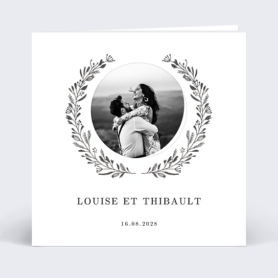 Carte remerciement mariage Découpe Couronnée