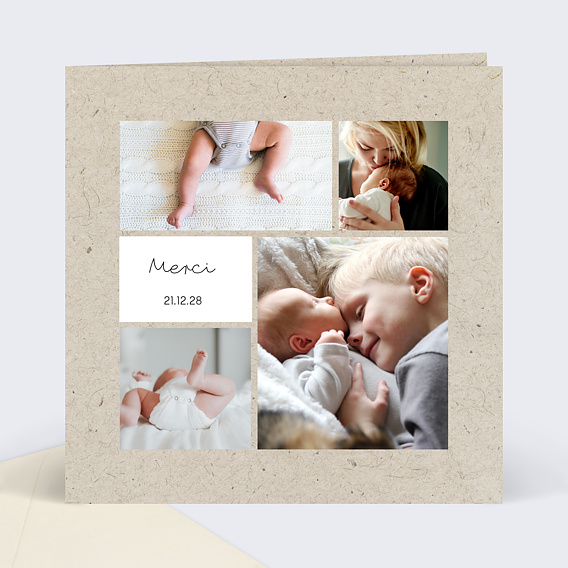 Carte De Remerciements De Naissance Pele Mele Coton Popcarte