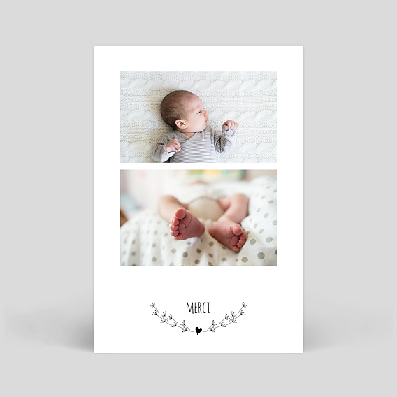 Carte remerciement naissance Petit Coeur