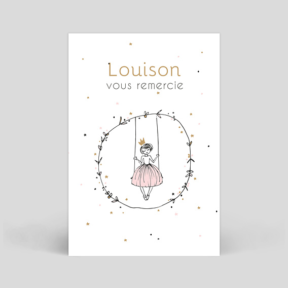 Carte remerciement naissance Petite Princesse