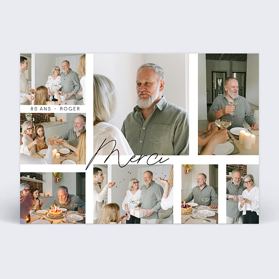 Carte remerciement anniversaire Beau pêle-mêle paysage