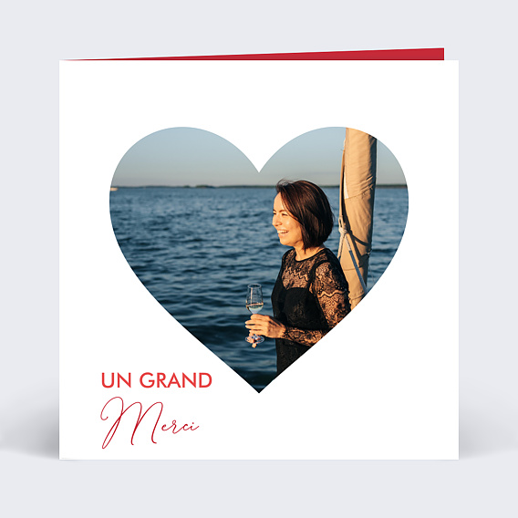 Carte remerciement anniversaire Photo Coeur