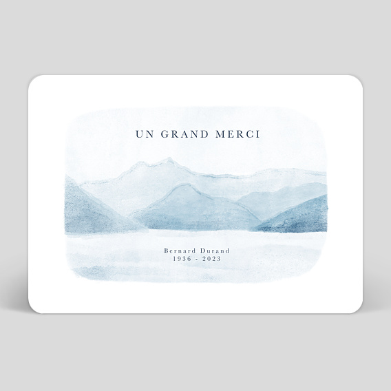 Carte remerciement décès Montagne Aquarelle