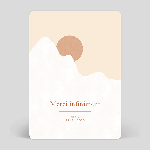 Carte remerciement décès Montagne Blanche