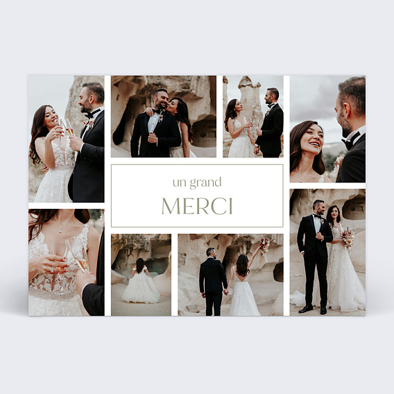 Carte remerciement mariage Étiquette rectangle