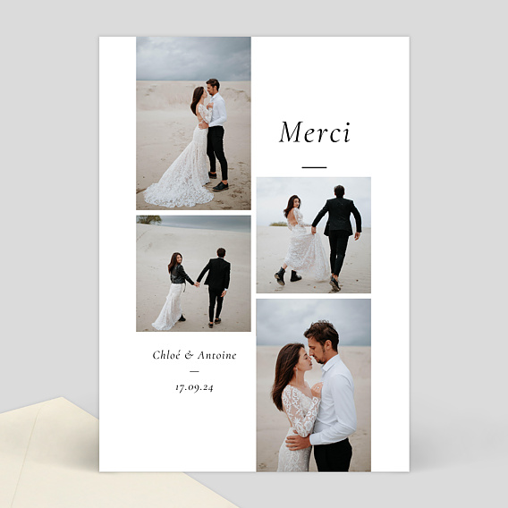 Carte remerciement mariage Gratitude