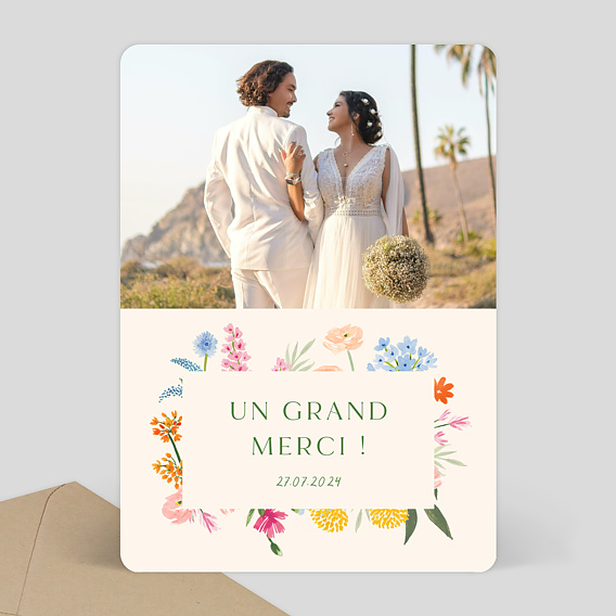 Carte remerciement mariage Jardin