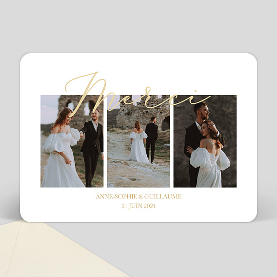 Carte remerciement mariage Joli Merci Multi