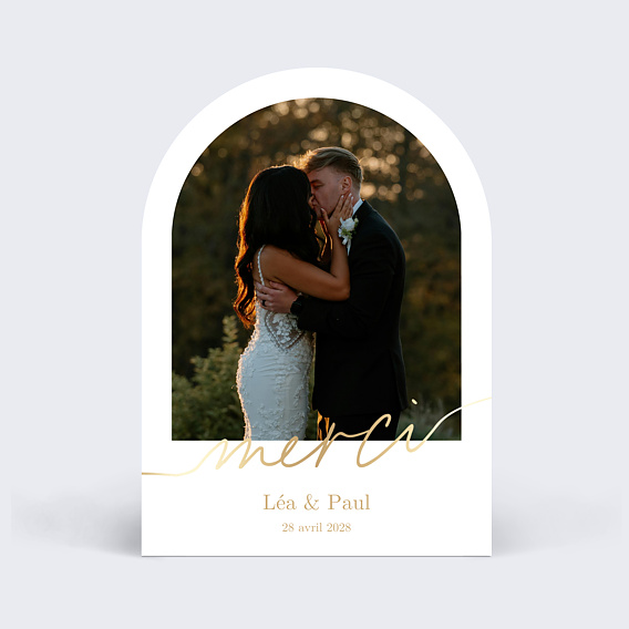 Carte remerciement mariage Ligne ocre Arche