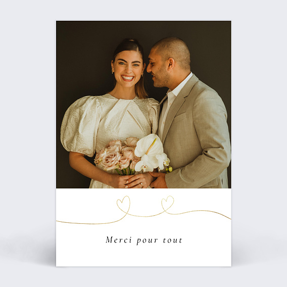 Carte remerciement mariage Ligne du Coeur photo