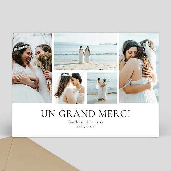 Carte remerciement mariage Multi Intemporel