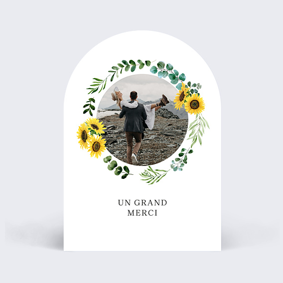 Carte remerciement mariage Tournesol