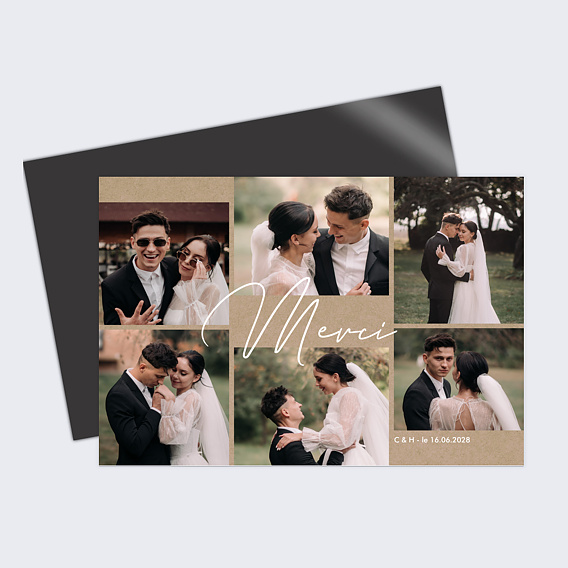 Carte remerciement mariage Amour débordant