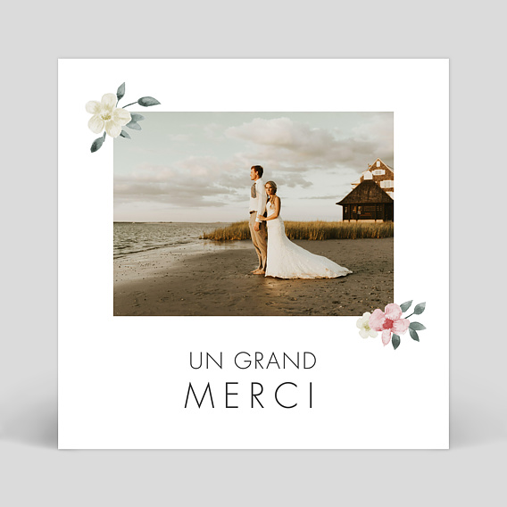 Carte remerciement mariage Romance