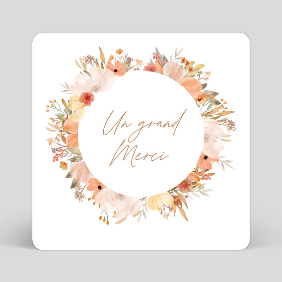 Carte remerciement mariage Ronde Florale