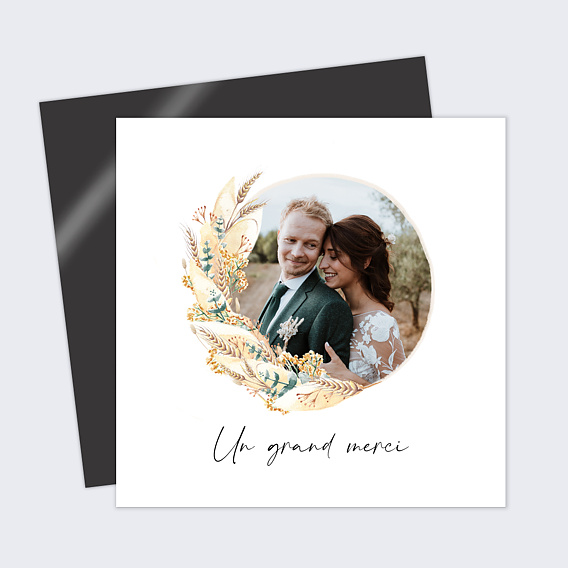 Carte remerciement mariage Bohemia