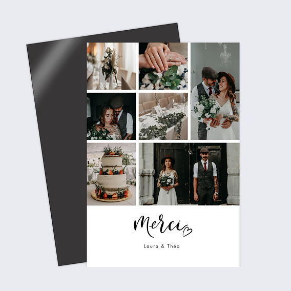 Carte remerciement mariage Harmonie