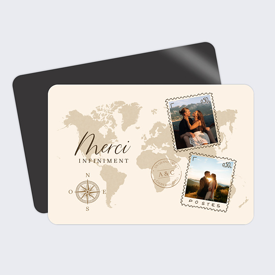 Carte remerciement mariage Voyage Mariage